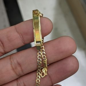 10kt Real Gold Cuban Diamond Cut ID Bracelet